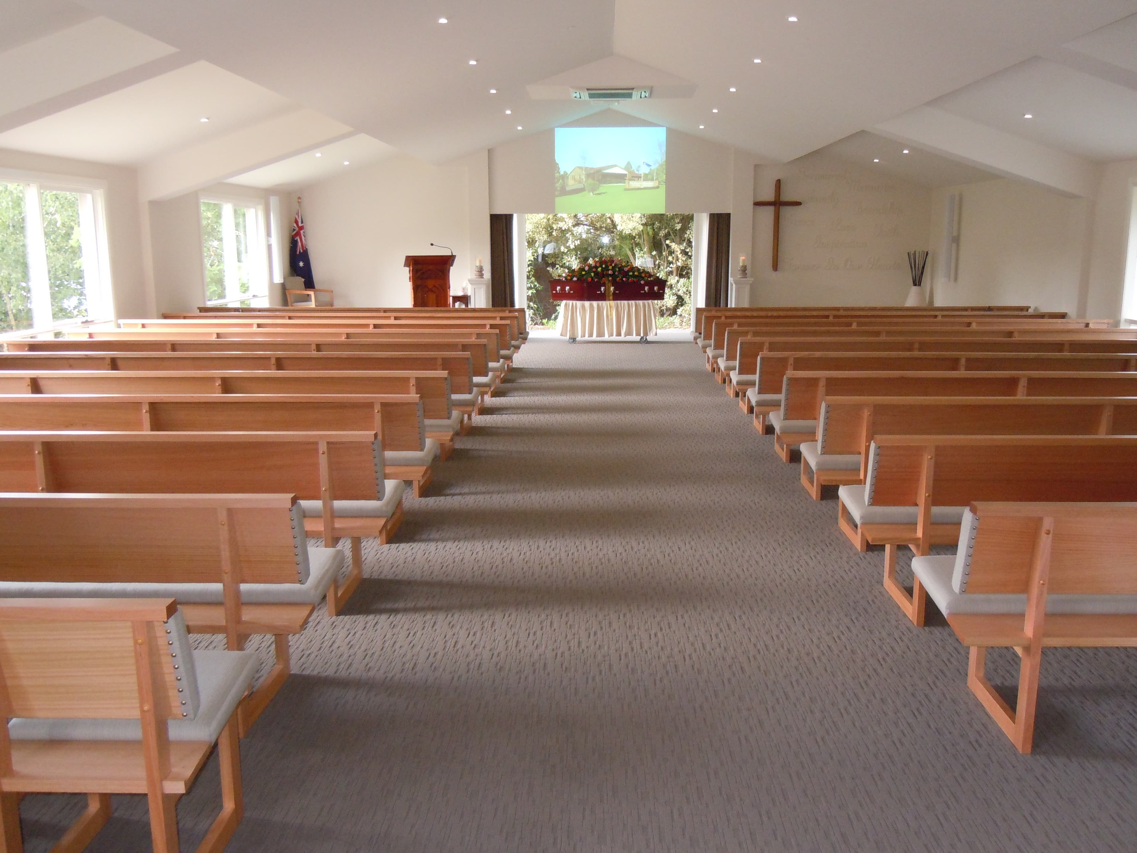 Inside the Nielsen Funeral Chapel, Warragul