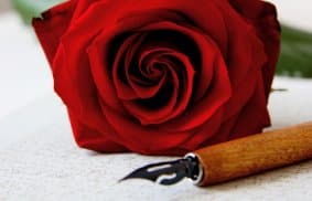A red rose and pen