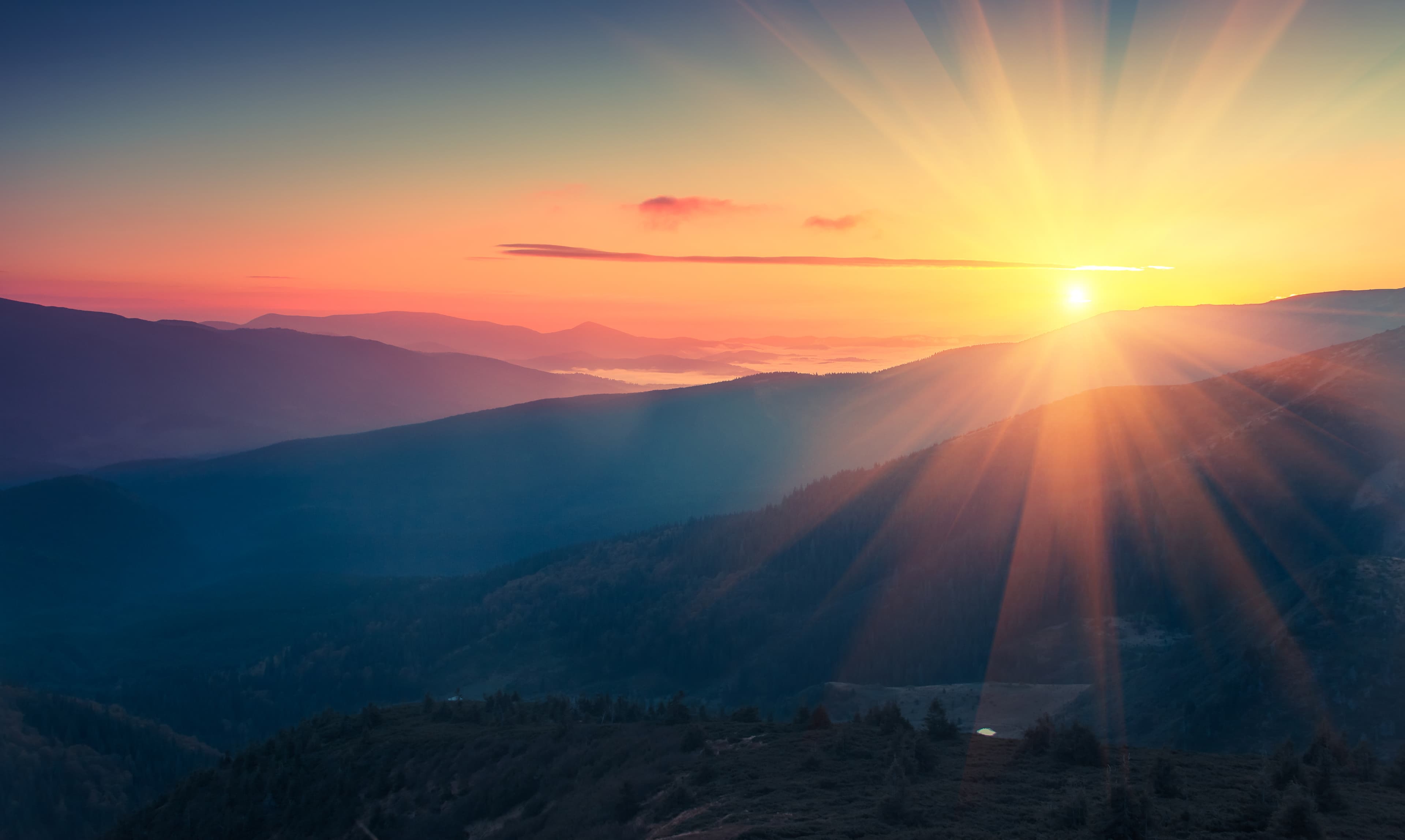 Sunrise over the hills