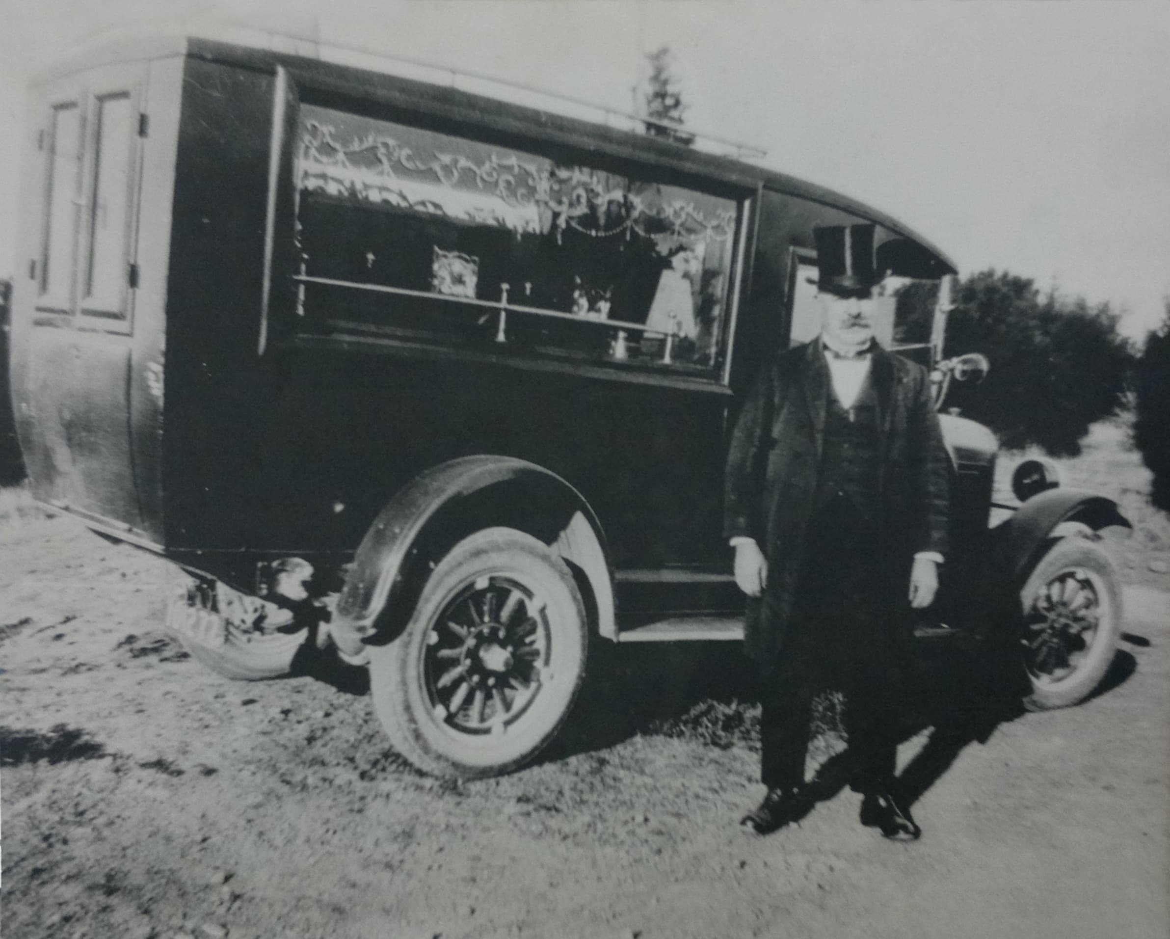 John Andrew McGilton and his first motorised hearse